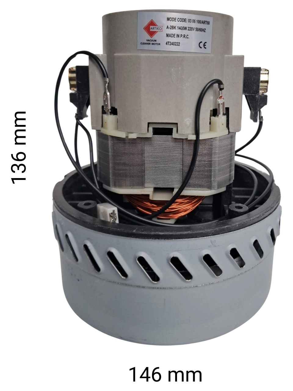 SÜPÜRGE MOTORU 03 06 100 ART/ 60  1400W RB60 ÇİFT FANLI YIKAMALI BAKIR SARGILI