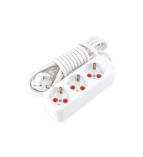 3lü TOPRAKLI KABLOLU 5MT PRİZ, BEYAZ