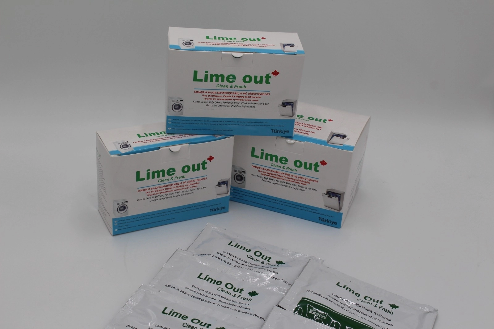 LİME OUT ÇAMAŞIR BULAŞIK MAKİNESİ TEMİZLEYİCİ KİREÇ SÖKÜCÜ YAĞ ÇÖZÜCÜ (50gr 5’li paket )