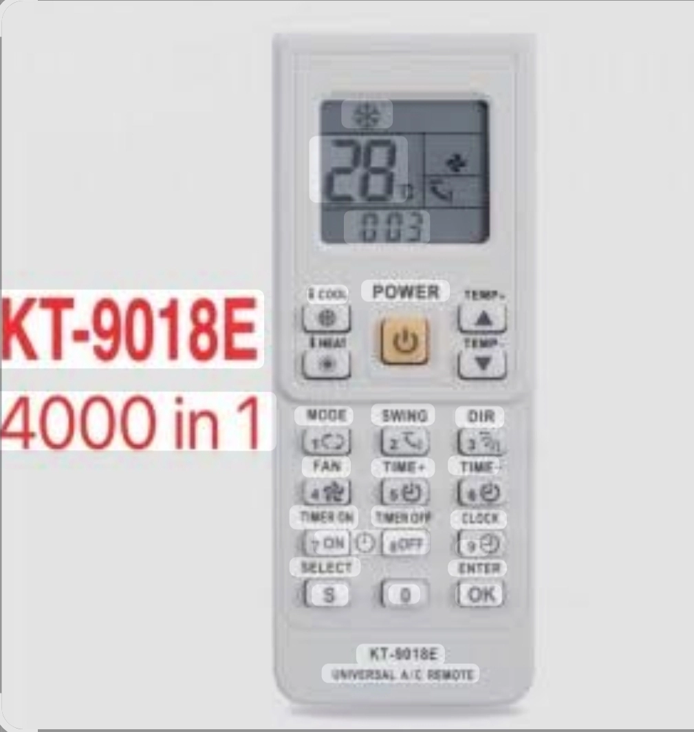 ÜNİVERSAL KLİMA KUMANDASI KT - 9018  AKILLI  KUMANDA 