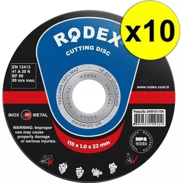 Rodex Inox Kesici Taş 115 x 1.0 x 22 mm Paslanmaz Çelik Metal Kesme Diski