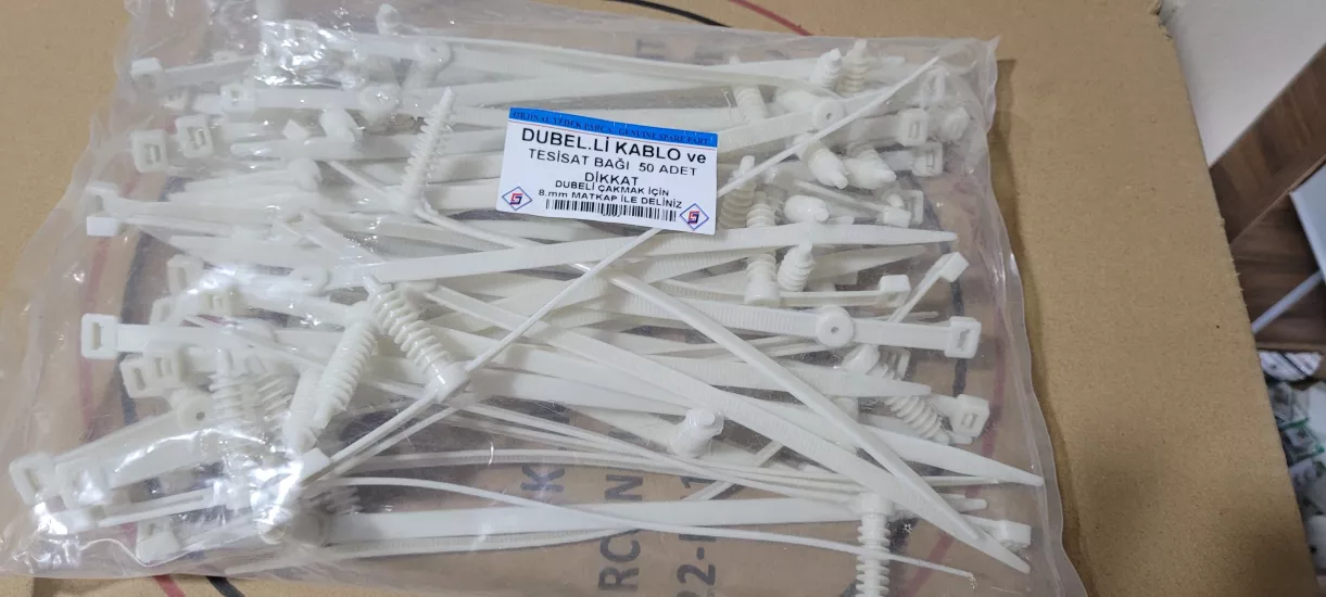 DUBELLİ KABLO VE TESiSAT BAĞ 30cm CIRTLI 50Lİ PAKET DÜBEL
