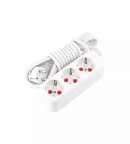3lü TOPRAKLI KABLOLU 5MT PRİZ, BEYAZ